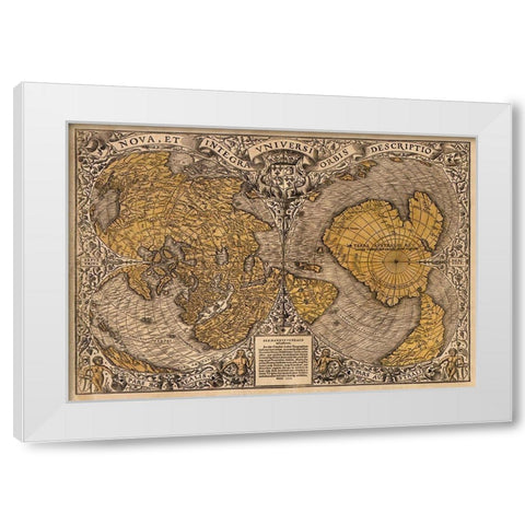 New and complete description of all the world White Modern Wood Framed Art Print by Fine, Oronce