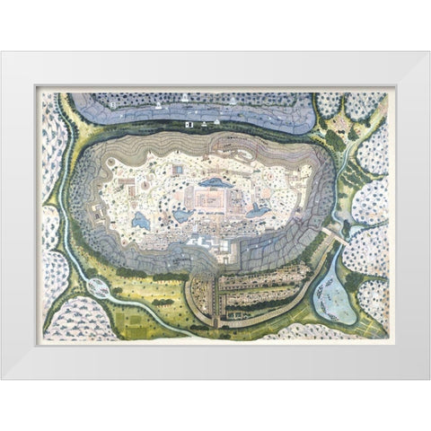 Fortified City of Ranthambhor White Modern Wood Framed Art Print by Generation of Bagta