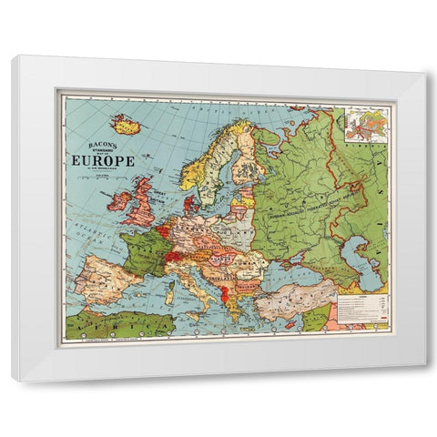 Bacons standard map of Europe White Modern Wood Framed Art Print by Bacon, George Washington