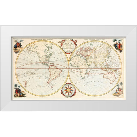 Bowless New Pocket Map of the World White Modern Wood Framed Art Print by Carington, Bowles