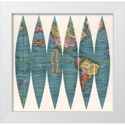 New twelve inch terrestrial globe White Modern Wood Framed Art Print by Rand McNally and Company