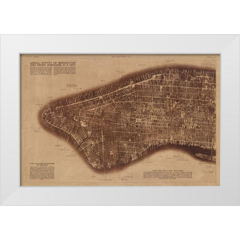 New York City Detail-photographed from two miles up in the air White Modern Wood Framed Art Print by The Lionel Pincus and Princess Firyal Map Division