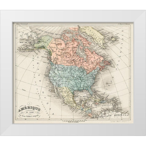 North America from Universal Atlas White Modern Wood Framed Art Print by Fayard, Artheme