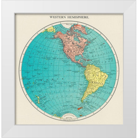 Western Hemisphere-World Atlas White Modern Wood Framed Art Print by Rand McNally and Company