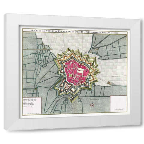 Map of Bethune-France White Modern Wood Framed Art Print by Vintage Maps