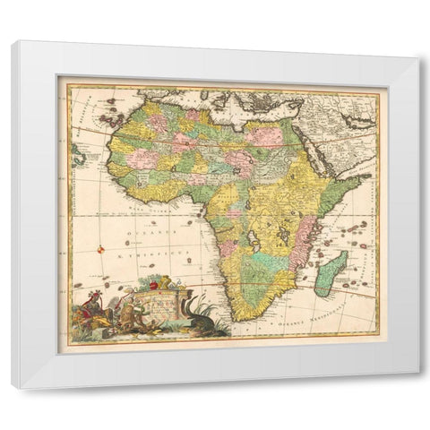 Map of Africa 1690 White Modern Wood Framed Art Print by Allard, Carel