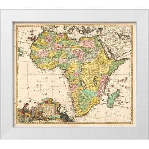 Map of Africa 1690 White Modern Wood Framed Art Print by Allard, Carel