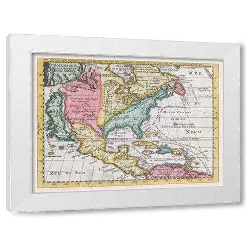 Map of North America 1735 White Modern Wood Framed Art Print by Erven J Ratelnand and Co