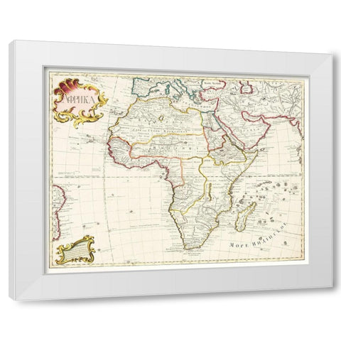 Map of Africa 1722 White Modern Wood Framed Art Print by The Beinecke Rare Book and Manuscript Library