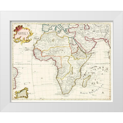 Map of Africa 1722 White Modern Wood Framed Art Print by The Beinecke Rare Book and Manuscript Library