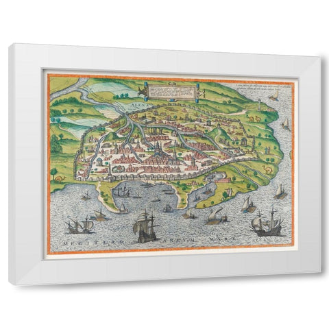 Map of Alexandria 1575 White Modern Wood Framed Art Print by Braun, Georg