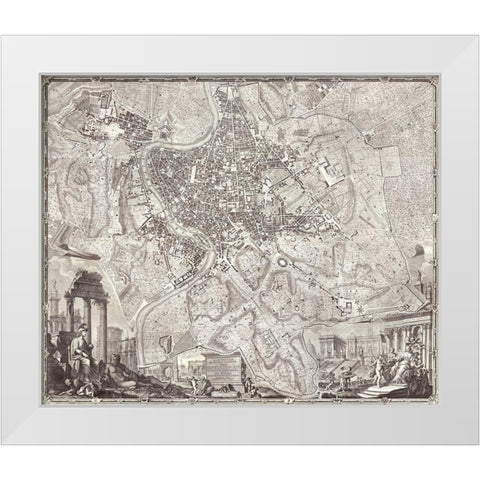 The Nolli Map White Modern Wood Framed Art Print by Campana, Pietro