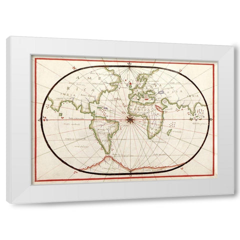 Portolan atlas of the Mediterranean Sea-Western Europe-and the Northwest Coast of Africa 1590 White Modern Wood Framed Art Print by Olivia, Joan