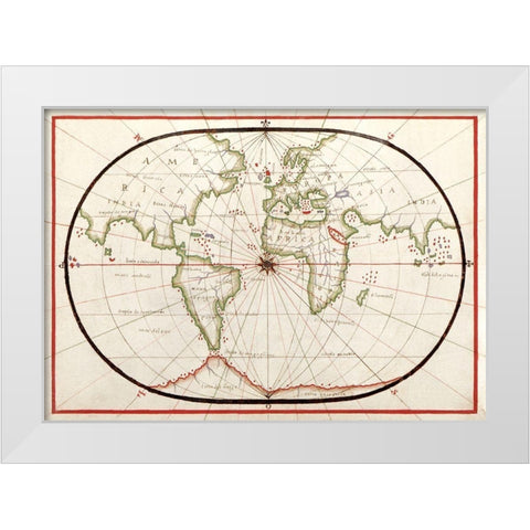 Portolan atlas of the Mediterranean Sea-Western Europe-and the Northwest Coast of Africa 1590 White Modern Wood Framed Art Print by Olivia, Joan