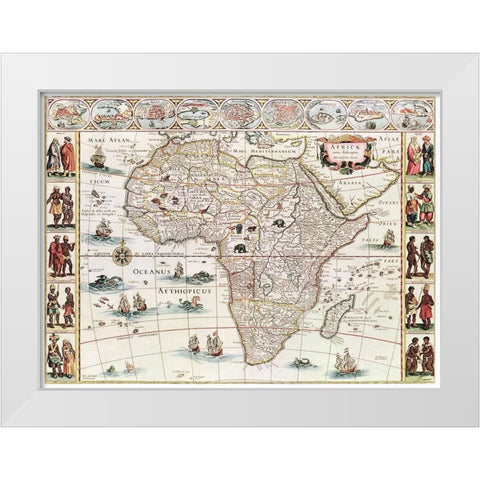 Africae nova descriptio 1690 White Modern Wood Framed Art Print by Blaeu, Willelm Janszoon