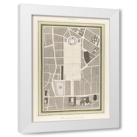 La Halle aux Bles-Street Plan 1810 White Modern Wood Framed Art Print by Fontaine, Pierre Francois Leonard
