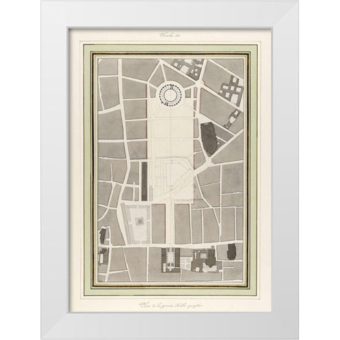 La Halle aux Bles-Street Plan 1810 White Modern Wood Framed Art Print by Fontaine, Pierre Francois Leonard