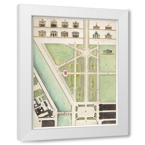 Jardin Public-Champs Elysees White Modern Wood Framed Art Print by Motte, Charles