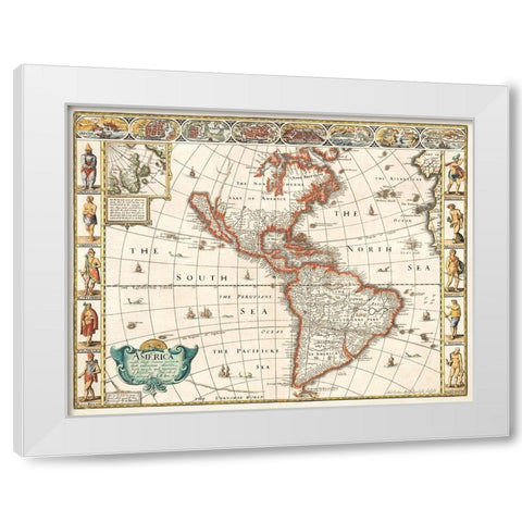 America 1627 White Modern Wood Framed Art Print by Speed, John