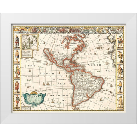 America 1627 White Modern Wood Framed Art Print by Speed, John