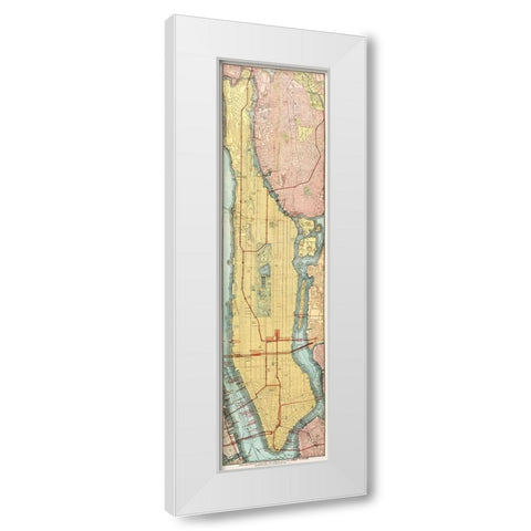 Rapid transit map of Manhattan and adjacent districts of New York City 1908 White Modern Wood Framed Art Print by Rand McNally and Company