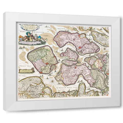 Map of Zeeland White Modern Wood Framed Art Print by Vintage Maps