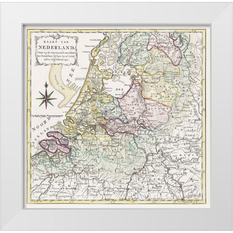 Map of the Netherlands with the marching routes of the French army 1792 White Modern Wood Framed Art Print by Baarsel, Cornelis van