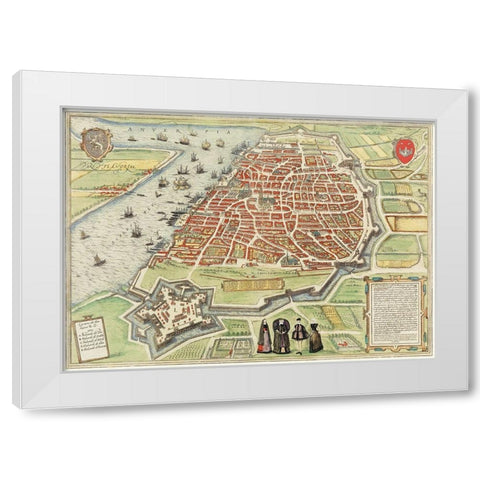 View of Antwerp from Braun and Hogenbergs Civitates Orbis Terrarum White Modern Wood Framed Art Print by Hoefnagel, Joris