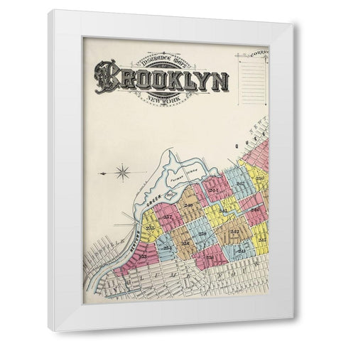 Sanborn Fire Insurance Map from Brooklyn-Kings County-New York 1888 White Modern Wood Framed Art Print by Sanborn Map Company