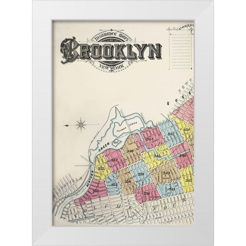Sanborn Fire Insurance Map from Brooklyn-Kings County-New York 1888 White Modern Wood Framed Art Print by Sanborn Map Company