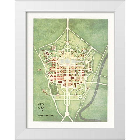 Color plan of the 1942 Rome Worlds Fair White Modern Wood Framed Art Print by Arti grafiche Pizzi and Pizio