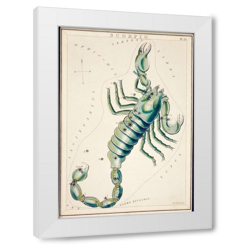 Astronomical chart illustration of the Scorpio White Modern Wood Framed Art Print by Library of Congress