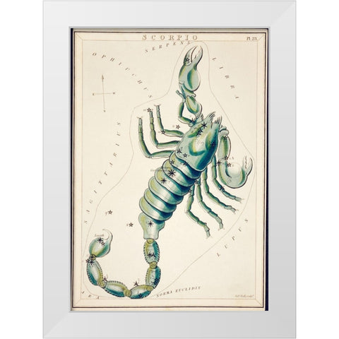 Astronomical chart illustration of the Scorpio White Modern Wood Framed Art Print by Library of Congress