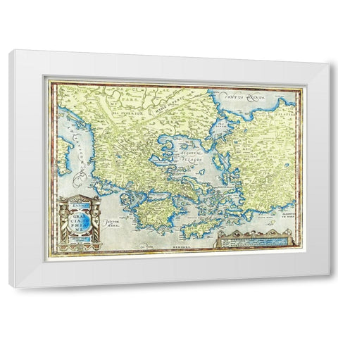 Map of Greece White Modern Wood Framed Art Print by Ortelius, Abraham