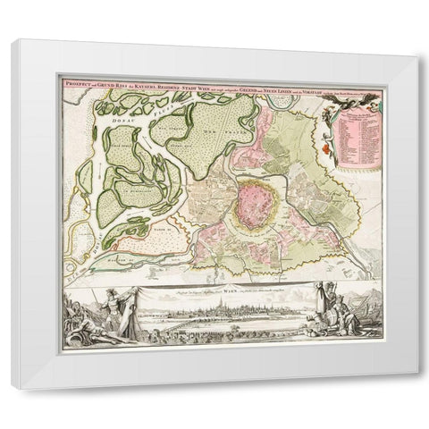 Map of Vienna 1702 White Modern Wood Framed Art Print by Homann, Johann Baptista