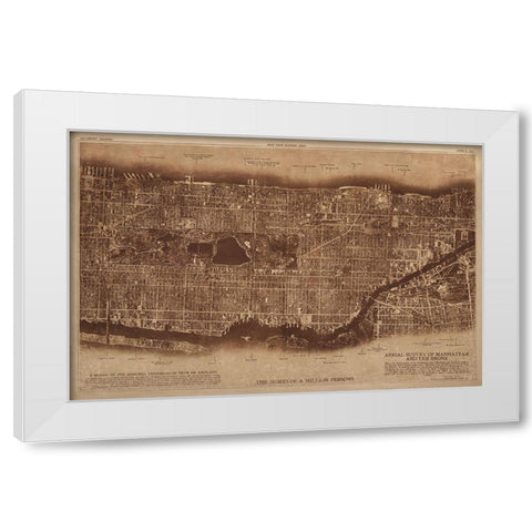 New York City Detail-photographed from two miles up in the air 1922 White Modern Wood Framed Art Print by The Lionel Pincus and Princess Firyal Map Division