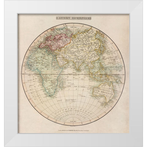 Eastern Hemisphere 1808 White Modern Wood Framed Art Print by Smith, C