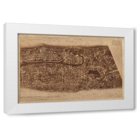 New York City Detail-photographed from two miles up in the air 1922 White Modern Wood Framed Art Print by The Lionel Pincus and Princess Firyal Map Division