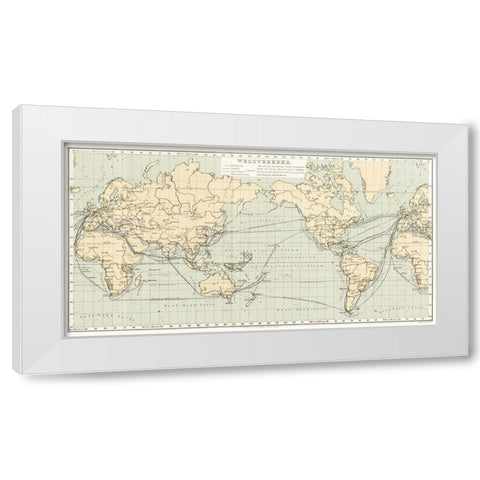 Geographical Statistical World Lexicon 1888 White Modern Wood Framed Art Print by Metzger, Emil