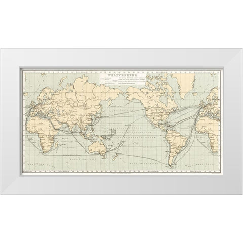 Geographical Statistical World Lexicon 1888 White Modern Wood Framed Art Print by Metzger, Emil