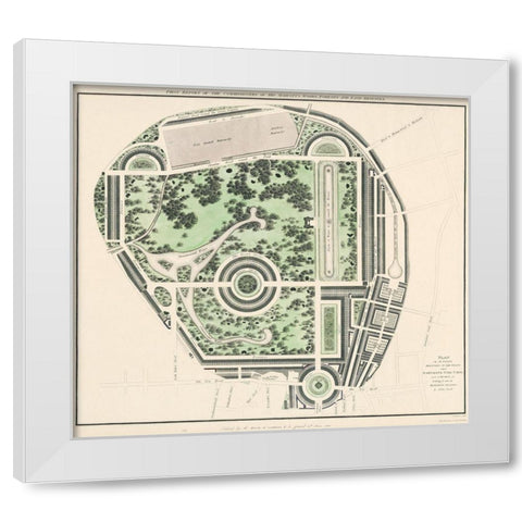 Marybone Park Farm Plan White Modern Wood Framed Art Print by Basire, James