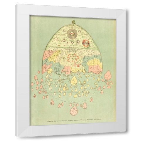 A Burmese map of the world 1906 White Modern Wood Framed Art Print by Griggs, William