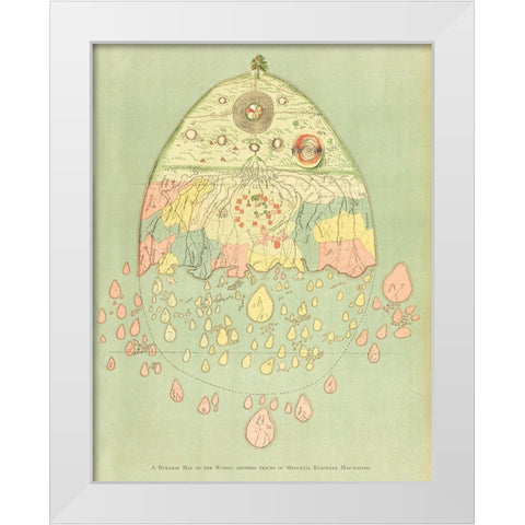 A Burmese map of the world 1906 White Modern Wood Framed Art Print by Griggs, William