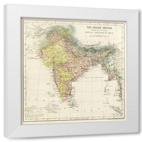 Second Edition of The Imperial Gazetteer of India 1885 White Modern Wood Framed Art Print by Hunter, William Wilson