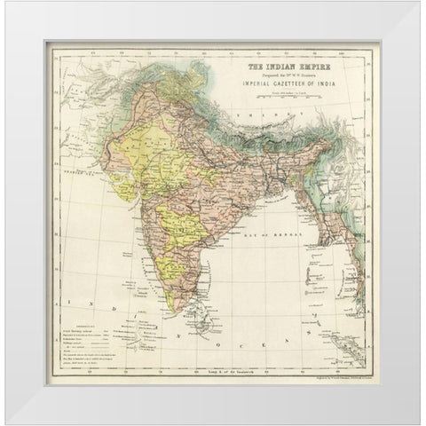 Second Edition of The Imperial Gazetteer of India 1885 White Modern Wood Framed Art Print by Hunter, William Wilson