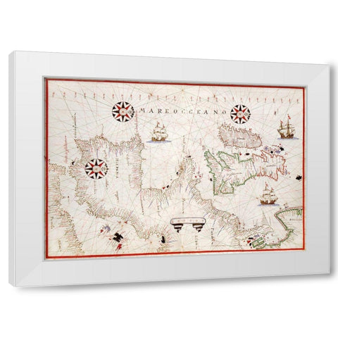 Portolan atlas of the Mediterranean Sea-western Europe-and the northwest coast of Africa 1590 White Modern Wood Framed Art Print by Olivia, Joan
