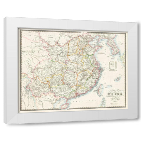 Map of China-1848 White Modern Wood Framed Art Print by Wyld, James