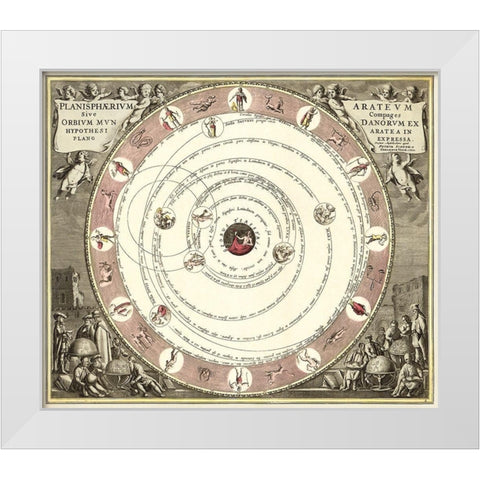 Planisphaerivm Aratevm sive Compages Orbivm Mvndanorvm ex hypothesi Aratea in plano expressa 1708 White Modern Wood Framed Art Print by Cellarius, Andreas