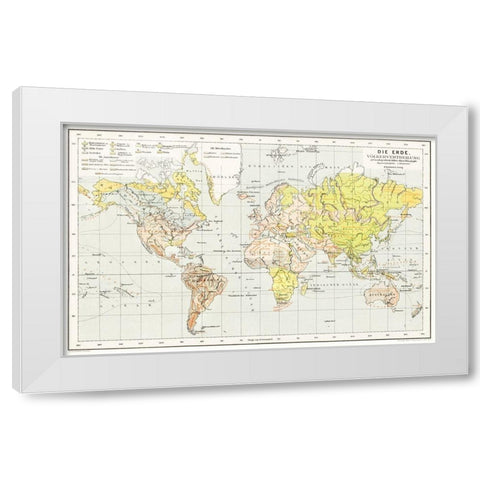 The Earth a general geography and area 1896 White Modern Wood Framed Art Print by Heiderich, Franz
