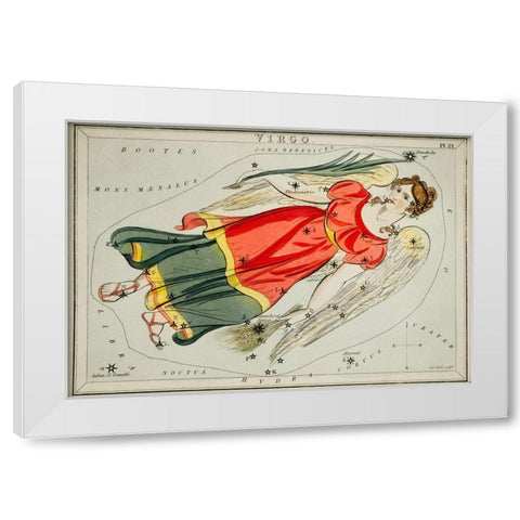 Astronomical chart illustration of the Virgo White Modern Wood Framed Art Print by Hall, Sidney